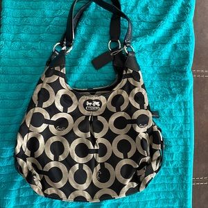 Coach tan & black purse